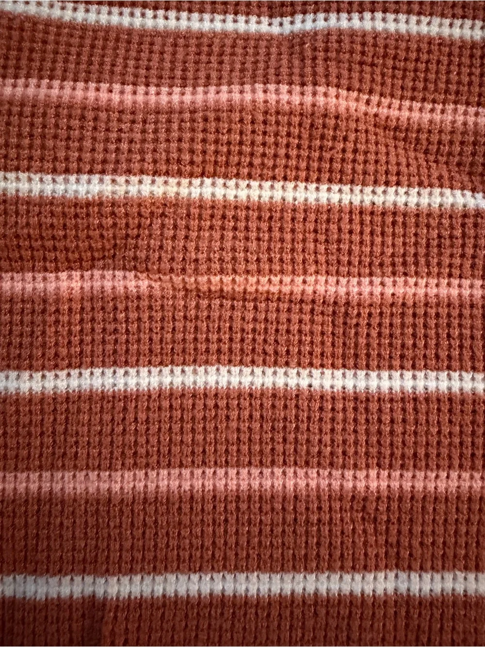 RVCA Rust and Cream Striped Mock Neck Sweater
